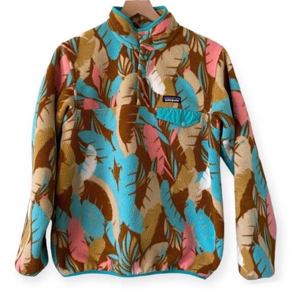 Patagonia Dancing Feather Printed Synchilla Fleece Pullover - Picture 1 of 8